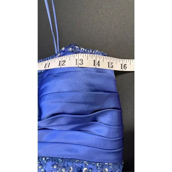 Adrianna Papell Womens Periwinkle Blue Beaded One Shoulder Evening Gown Size 6 - Picture 11 of 16